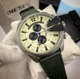 Diesel White Dial Green Strap Chrono Cheif Military