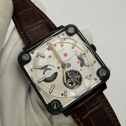 Bell Ross Tourbillon Black Hight Version on Brown Leather Strap