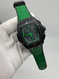 Hublot Spirit Black Green Chrono Hight Version on Green Leather Strap