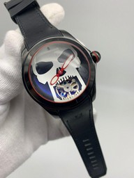 Corum Babble Skull Black Dial on Black Lither Srap