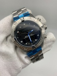 Breitling Silver Black Chrono High Version on SS Strap