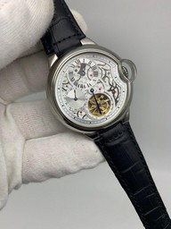 Car Santo Classic Tuorbion Skeleton on Black Lither Strap