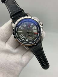Roger Dubuis Excalibur Grey Dial Silver Rome Numbers On Black Leather Strap