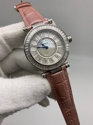 Frankc Muller Diamond Pink White Dial on Pink Leather Strap