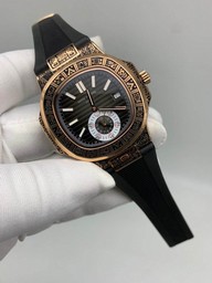 Patek Philippe Nautilus Engraved Black Dial Chrono High Version