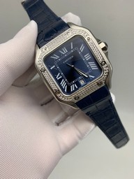 Cartier De Santos Classic Diamond Blue Dial