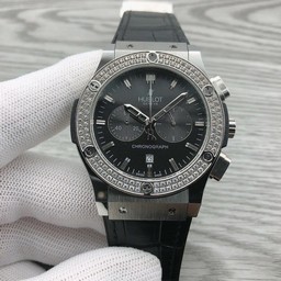 Hublot Black Diamond Chrono on Black Leather Strap
