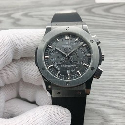 Hublot Chrono Silver Hight Version On Black Rubber Strap