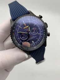 Breitling Navitimer Full Black High Version on Blue Rubber Strap