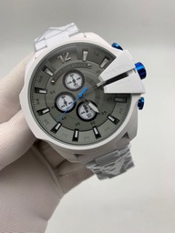 Diesel Full White Grey Dial On White SS Strap