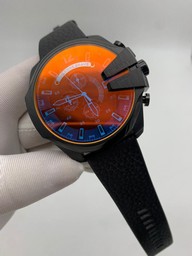 Diesel Full Black On Black Leather Strap Mega Shief Сhameleon Glass