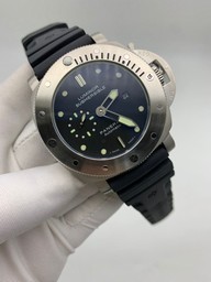 Panerai Submersible Automatic Silver on Black Rubber Strap