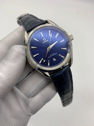 Omega Seamaster Blue Dial on Blue Leather Strap