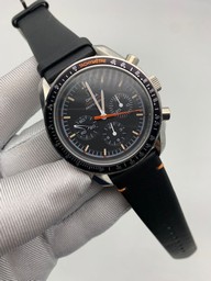 Omega Speedmaster Chrono Black Dial on Black Leather Strap