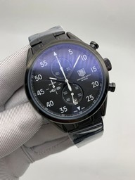 Tag Heuer Full Black Dial Chrono on SS Strap