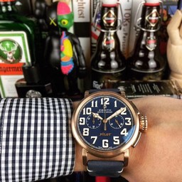 Zenith Pilot Gold Case Blue Dial Chrono