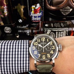 Zenith Pilot Silver Case Grey Dial