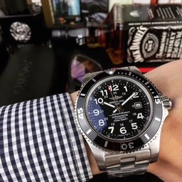 Breitling Superocean Black Dial on SS Strap