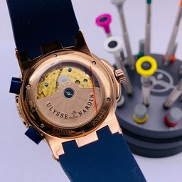 UN Classic Rome Blue Gold Dial on Blue Rubber Strap