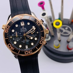 Omega Seamaster Black Dial Gold Case Chrono High Version